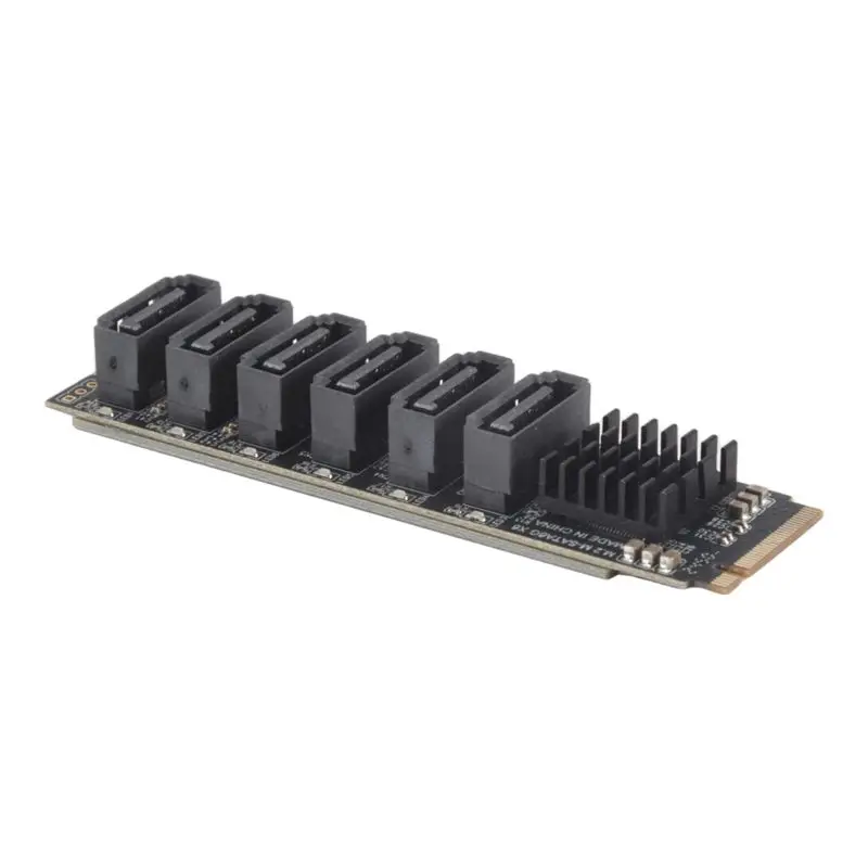 AY14 -M.2 NVME PCI-E PCIE X4 X8 X16 To 6 Port 3.0 SATA Adapter Card Riser ASM1166 Chassis Server PC Computer Expansion Card