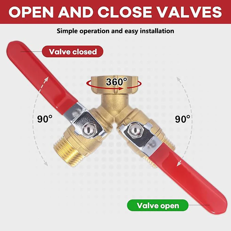 American-Made Brass Y-Valve Hose Diverter 3/4 Ght Garden Hose Thread Full Copper Double-Port Valve