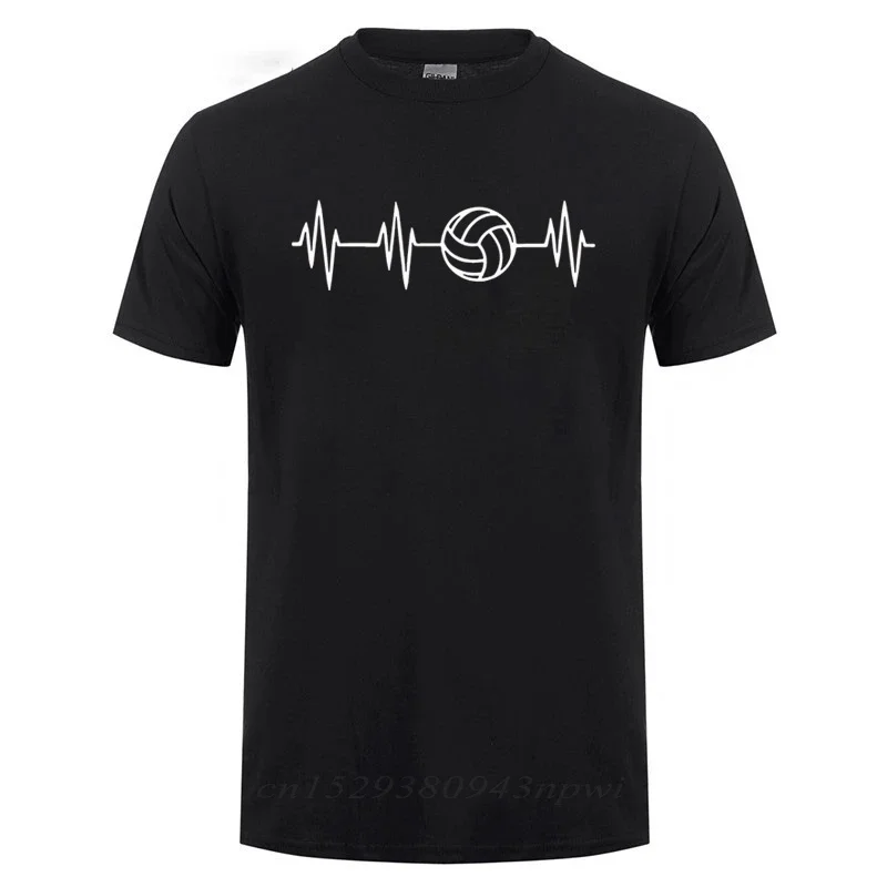 

Heartbeat Of Volleyballer Printed T Shirt For Men Male Short Sleeve Summer Tops Tee Casual O-Neck Big Size Funny T-Shirt Tshirt