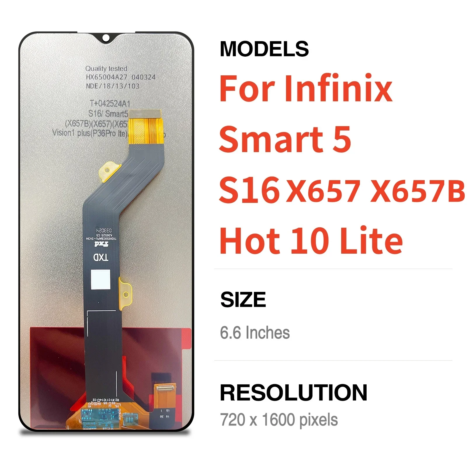 6.6 per Inifinix Smart5 S16 X657 X657B Hot10 Lite Display LCD Touch Screen Digitizer Assembly sostituzione