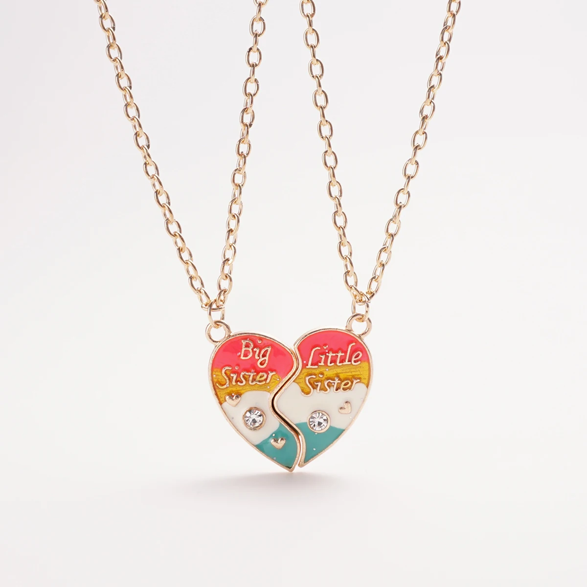 2 Pcs/set Big sister Little Sister Pendant Necklace For Women Friends Adjustable Couple Broken Heart BFF Friendship Jewelry Gift