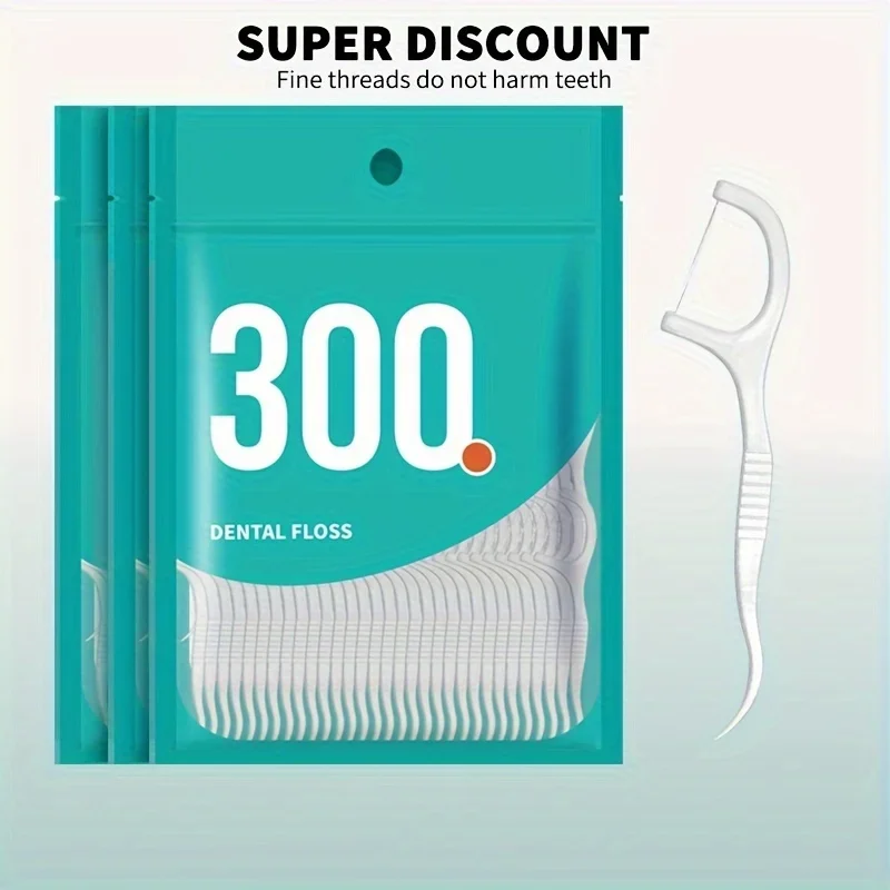 300 قطعة لكل كيس، أعواد خيط تنظيف الأسنان، خيط تنظيف الأسنان الناعم من البوليمر يختار فرش تنظيف نظافة الفم، أدوات تنظيف الأسنان. #1