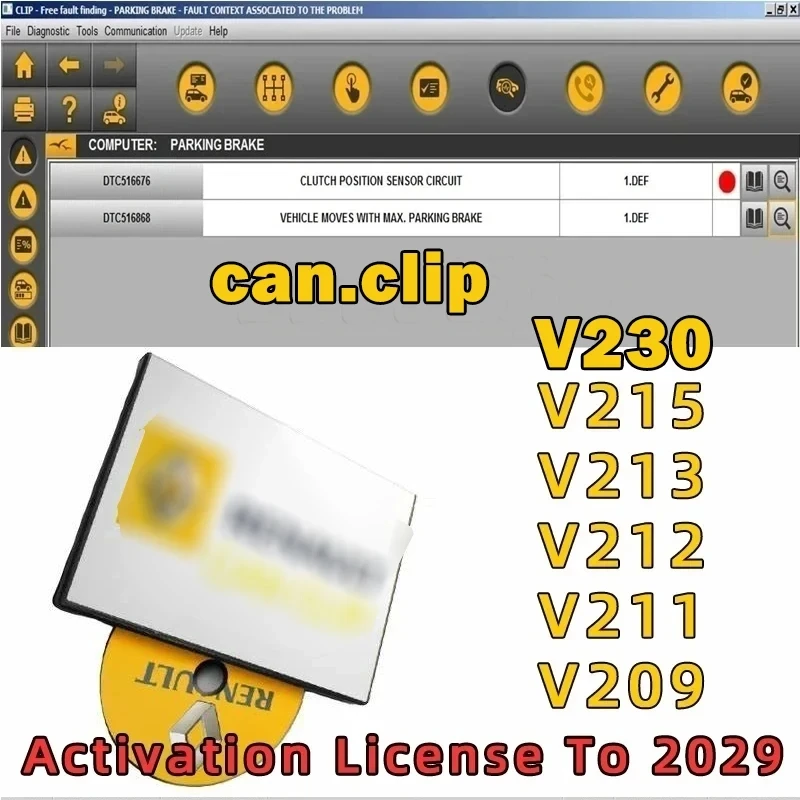 

LATEST SW V215 V213 V212 V230 V209 V220 For Renault Can Clip Diagnostic Tool Free Gifts +Reprog V191 +Dialogys V4.72 Automotive