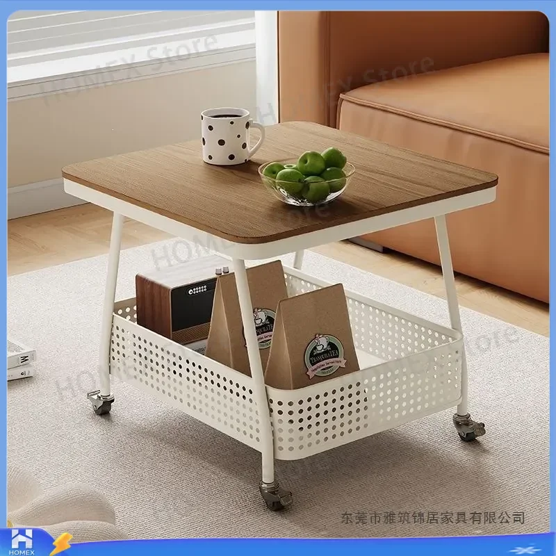 Portable coffee table, sofa side table, bedside cabinet, bedside glass trolley, household slate small tea table