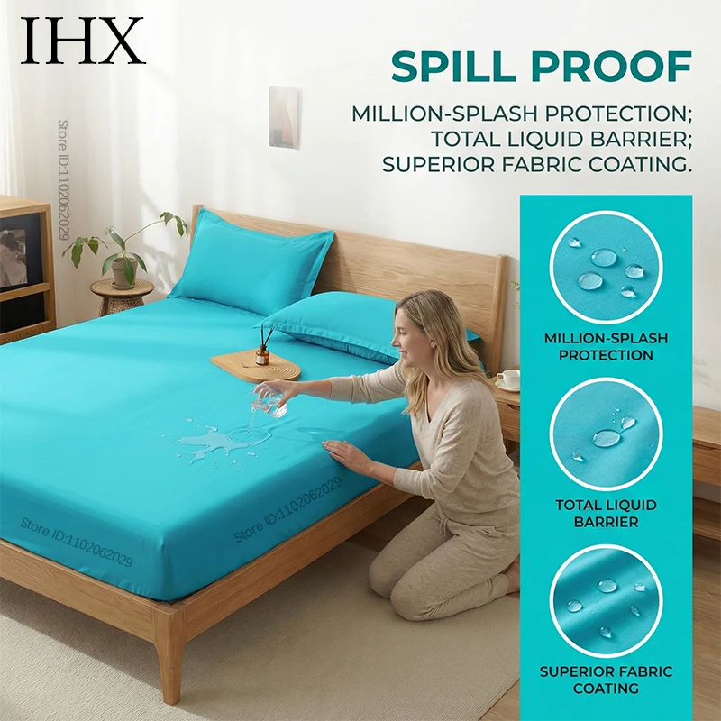 IHX Waterproof Thicken Mattress Cover Mat Bed Covers Pad Fitted Sheet Protector Bedspread 120/140/150/160/180/200 Custom Size