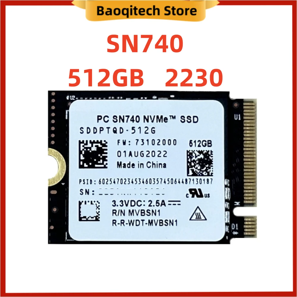 SN740 2TB 1TB 512GB 2256GB SSD M.2 2230 Gen4 PCIe 4.0 X4 NVMe Support Western Digital WD for Steam Deck Microsoft Surface ProX