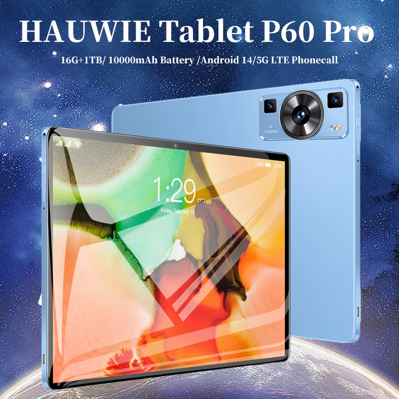 

NEW Global Version HAUWIE P60 Pro Tablet Android 14 16GB+1TB 11 Inch Snapdrago 888 5G Dual SIM Card Phone Call WIFI HD 4K Tablet