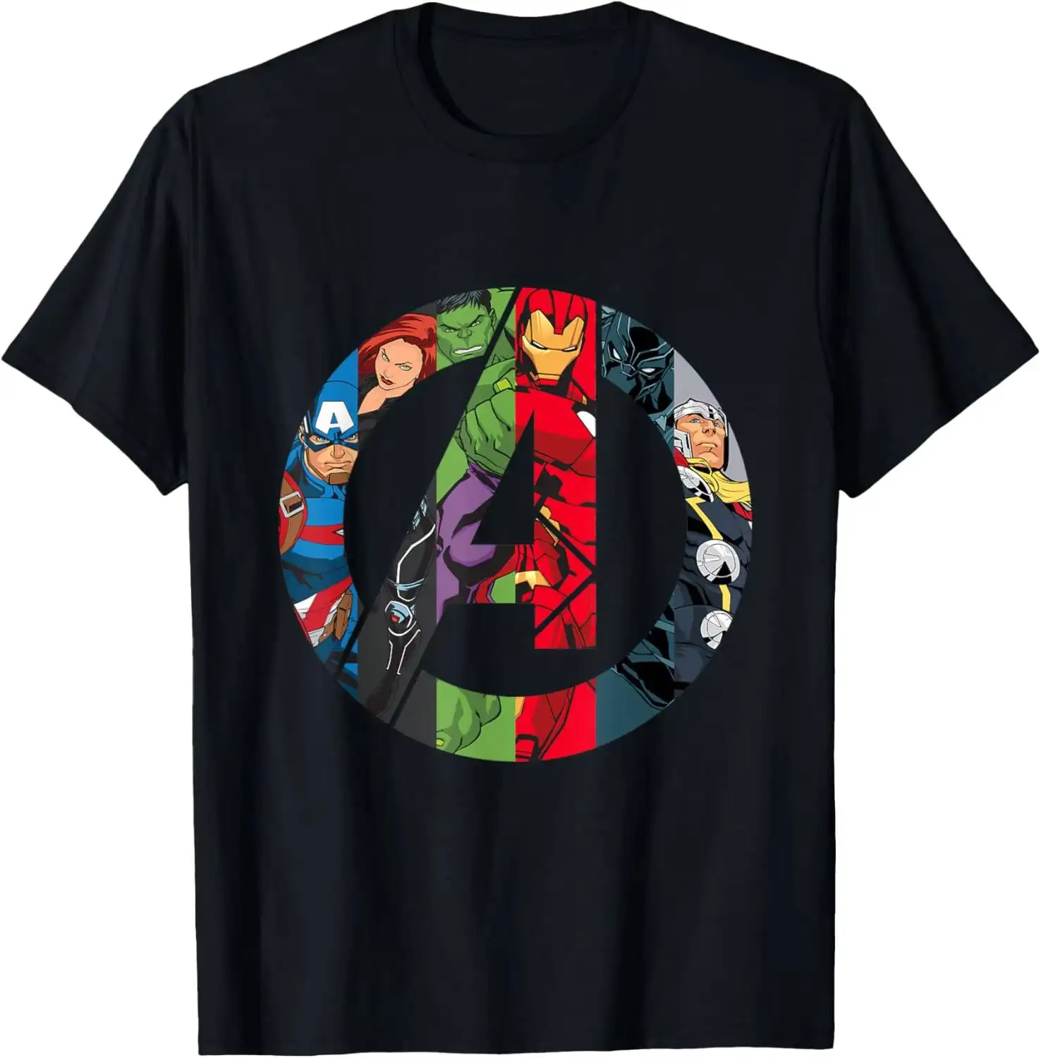 Avengers A Logo Summer Short-Sleeved Breathable Sweat-Wicking Versatile Fashion T-Shirt For Back-To-School Season, 100% Cotton