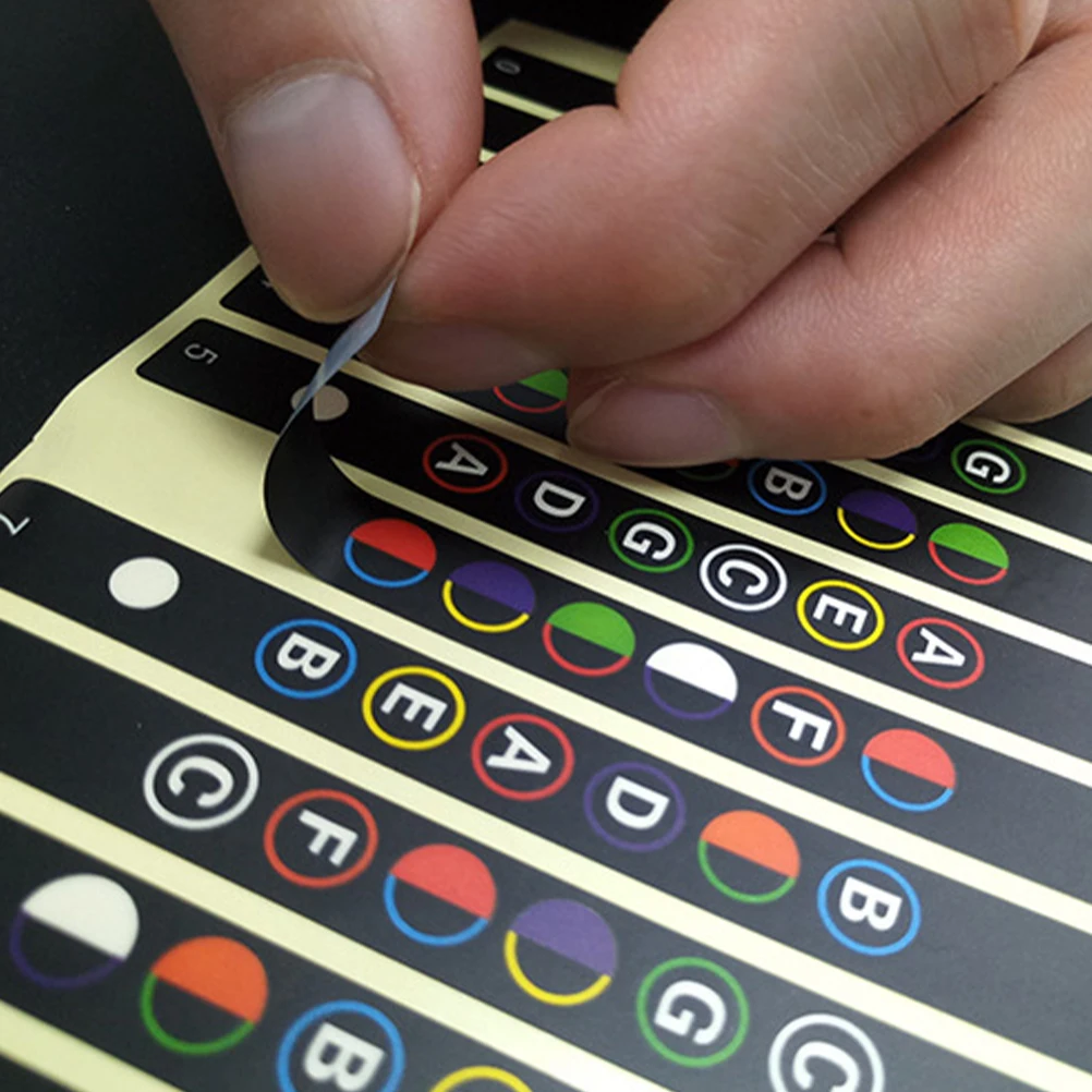 

6 Sheets Guitar Fretboard Stickers Self-Adhesive Note Map Decals Folk Electric Guitar Fingerboard Stickers Fingerboard Sticker