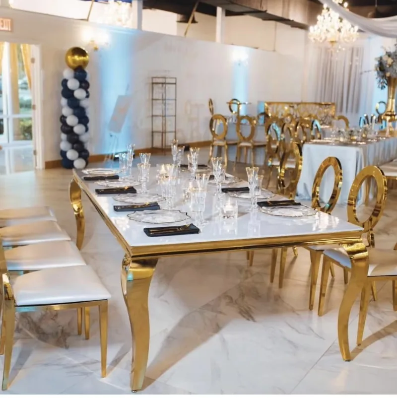 Light glass dining table and chairs simple and fashionable hotel restaurant rectangular dining table stainless steel