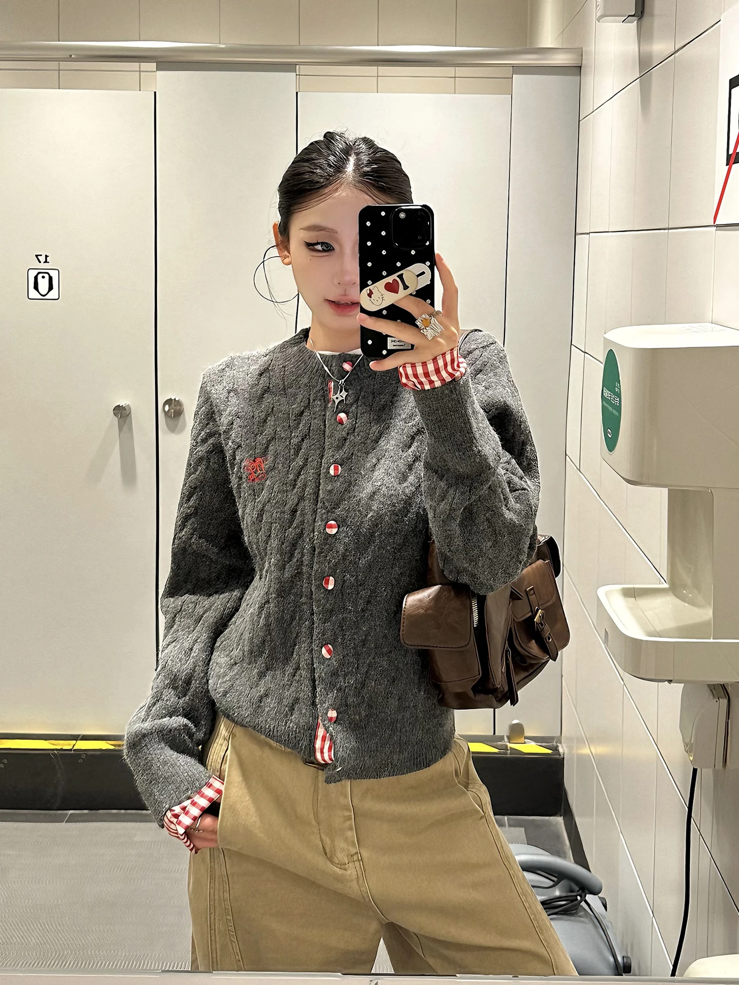 

Tagkita Women's Plaid ort Knitted Cardigan Fake Two-Piece Warm Casual Sle Long Sve round Ne Autumn Faion Outerwear