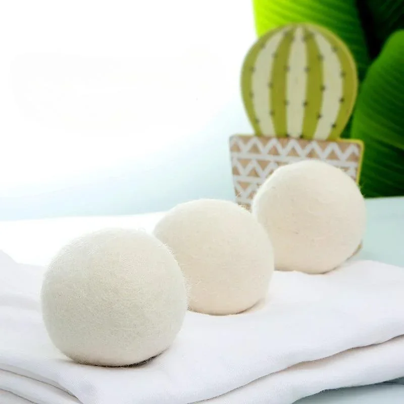 8Pcs 6cm Reusable Wool Dryer Balls Natural Fabric Softener Household Clothes Dryer Washer Anti-winding Cleaning Tools ﻿