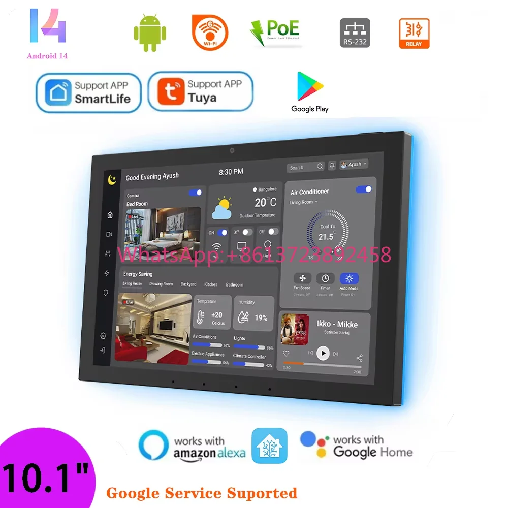 New wall mounted 10.1 inch android POE tablet withsmart home control panel,MQTT,Google Play,LED lights