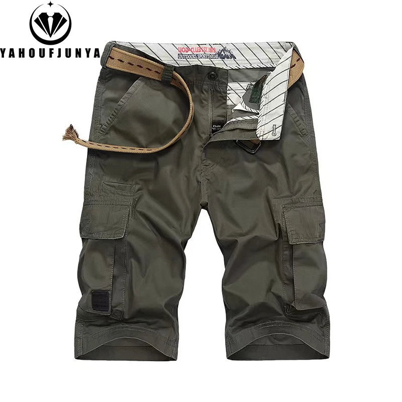 Hots 2025 Men Summer Solid Color Cotton Cargo Straight Shorts Men Outdoor Leisure Button High-Quality Design Shorts Male Pants