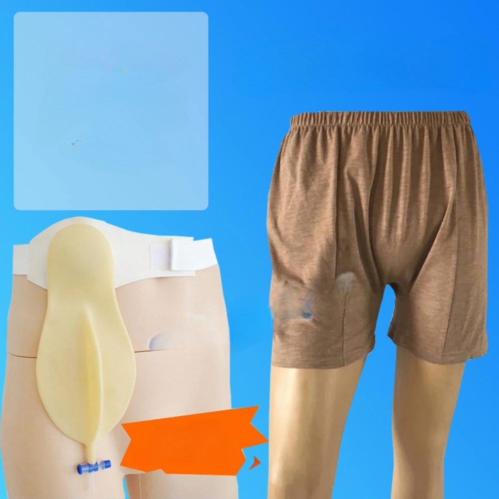 Medical Urine Drainage Catheter Shorts Walking Elder Urine Receiver Breathable Portable Underwear Bag Stoma Pant With Urine Tube