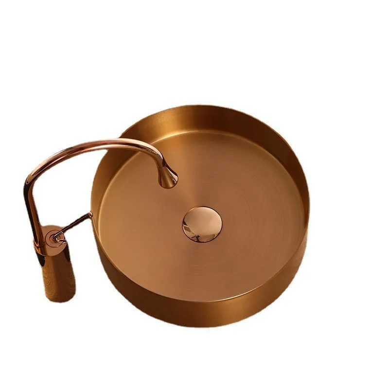 Modern design round above counter rose gold stainless steel Washbasin