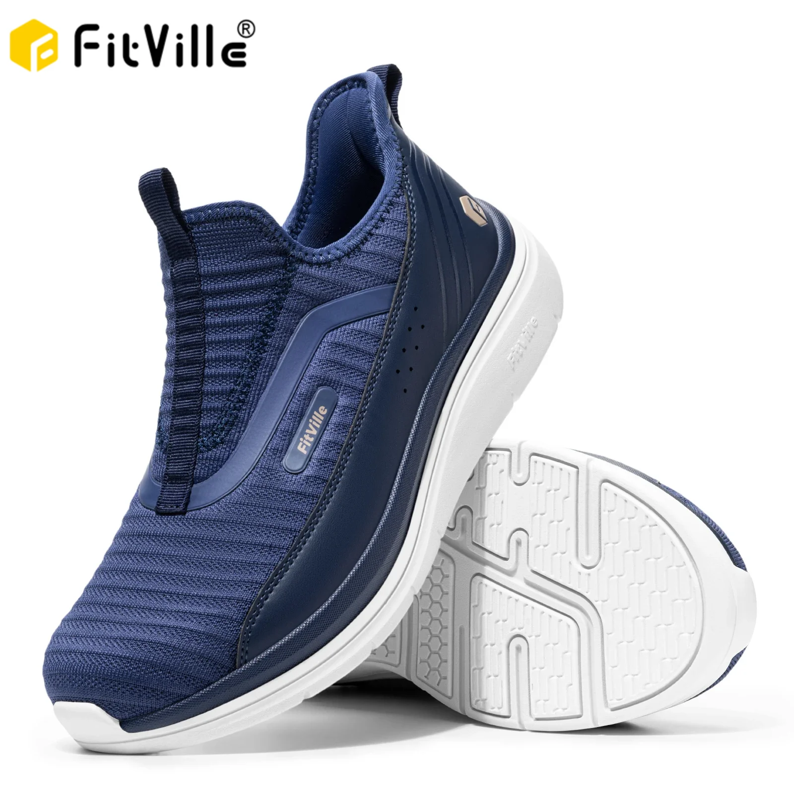 Fitville Wide Men's Running Shoes Fitness Walking Shoe Lightweight Breathable For Outdoor Casual Sport Sneaker with Arch Support
