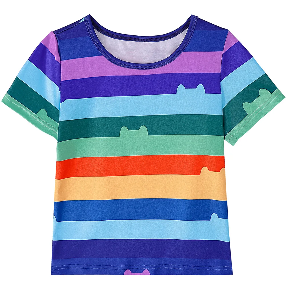 فتاة زي الهالوين 	 غابي الكرتون القط تي شيرت مطبوع + تنورة + حقيبة + رباط شعر مجموعات دمية كرنفال حفلة تأثيري زي تنكري لفتاة