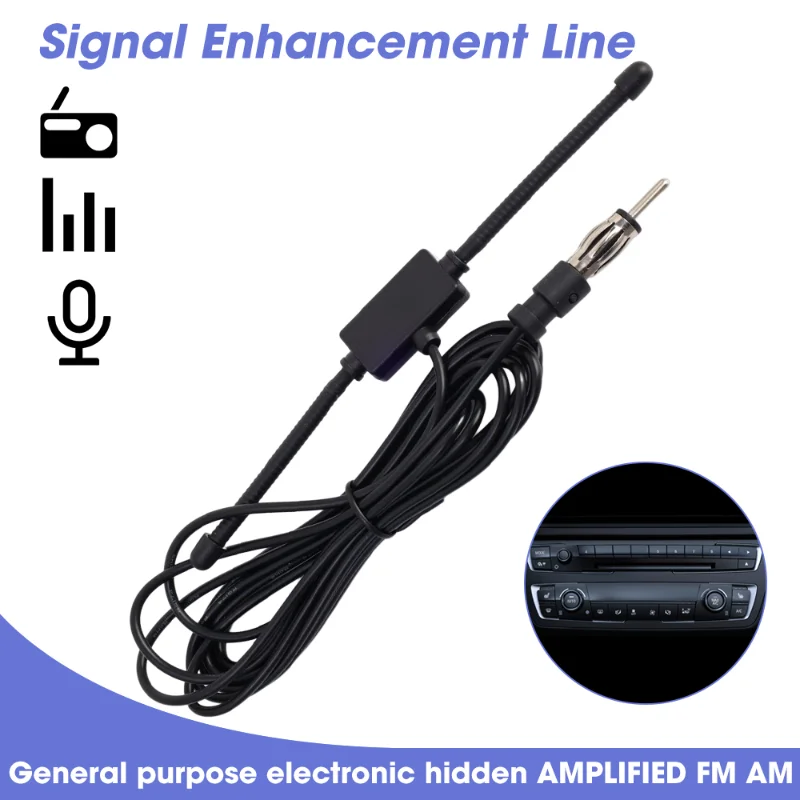 Universal Car Windshield AM FM Radio Antenna Signal Amplifier Booster Car Electronic Stereo Receiver Connector Radio Antenna