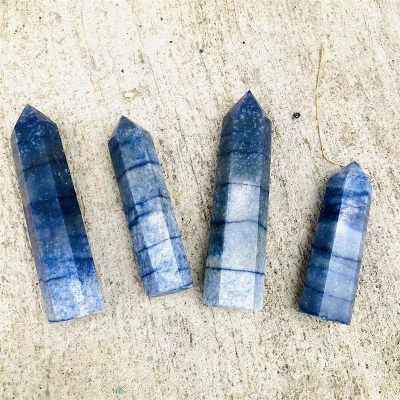 Blue Aventurine Wand Point Natural Stone Quartz Polished Crystal Healing Gemstone Craft Reiki Home Decoration