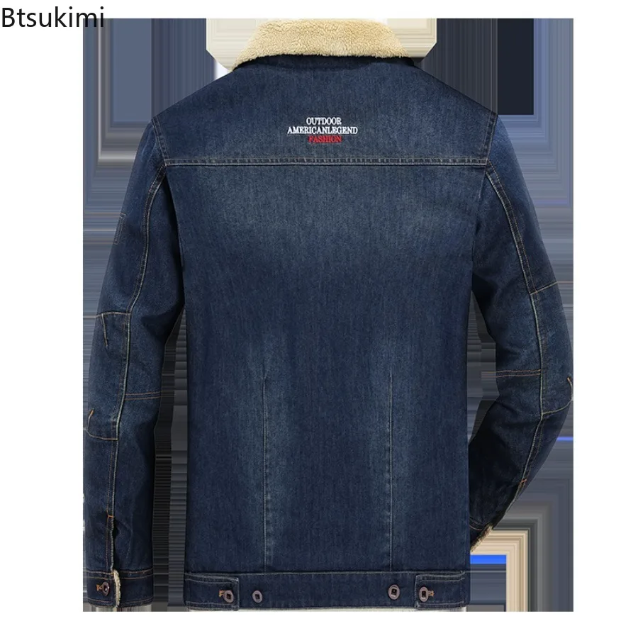Plus Size 6XL 7XL New Men's Winter Clothing Vintage Casual Denim Jackets Thicken Fleece-lining Men Warm Parka Jackets Streetwear