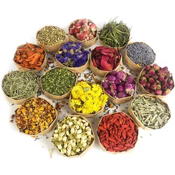 Dried Flowers, Natural Wedding Flower Herbs Kit for Soap Making, Candle 9/16 Bags Include Dried Lavender, Rose Petals, Jasmine