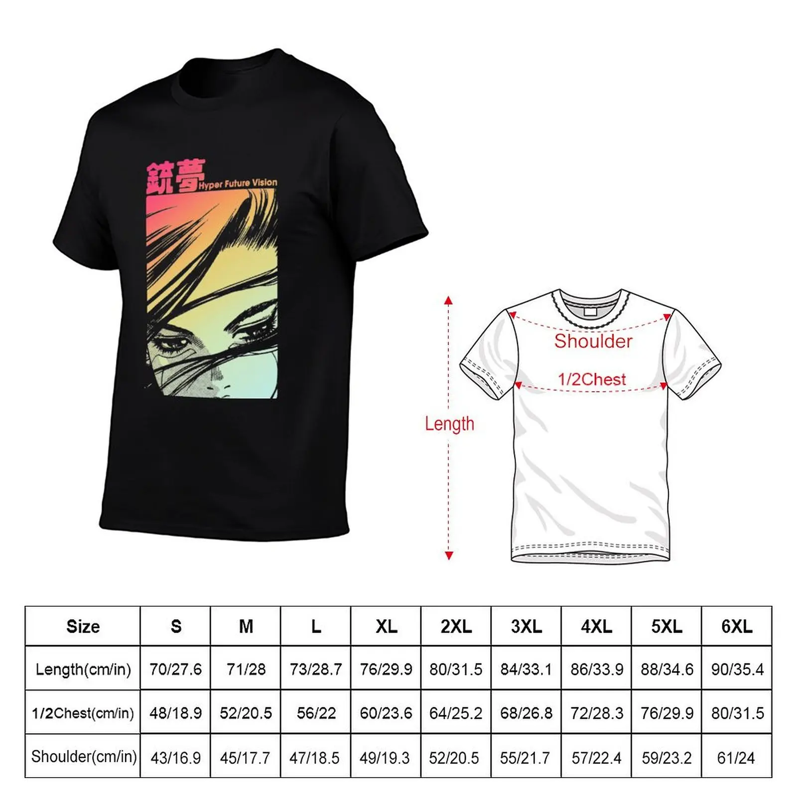 Hyper Future Vision Gunnm T-Shirt Plus Size Street Style Tee