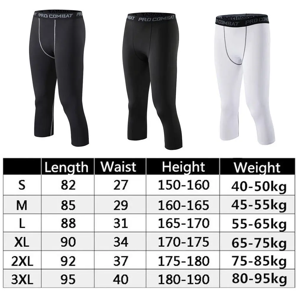 Men\'s Compression Capris Sports Running Gym Yoga Basketball Training Leggings Breathable Sweat-absorbent Quick-dry Exercise Pant