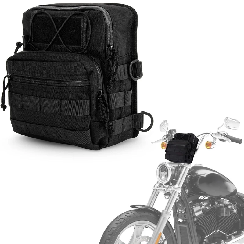Universal Club Style Front Handle Bars Bags T-Bar Bag Tool Pouch For Harley Softail Low Rider ST Bobber Cafe Racer Travel Bag