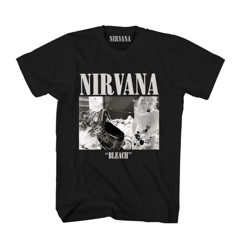 2026 New Nirvana Rock Band Short Sleeve T-Shirt Kurt Cobain Punk Style Cotton Slim Fit Youth Summer Casual  Tee for Men