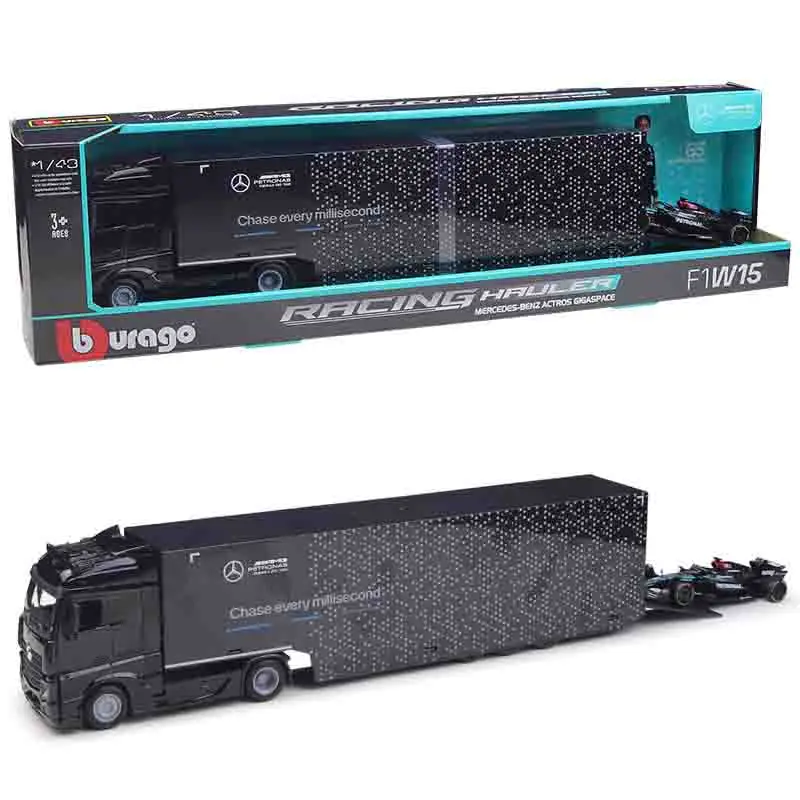 Bburago 1:43 FERRARI SF24 2024 F1 HAULLER SET # 16 CHARLES LECLERC MERCEDES-AMG W15 liga carro de luxo fundido modelo de carro série de brinquedos