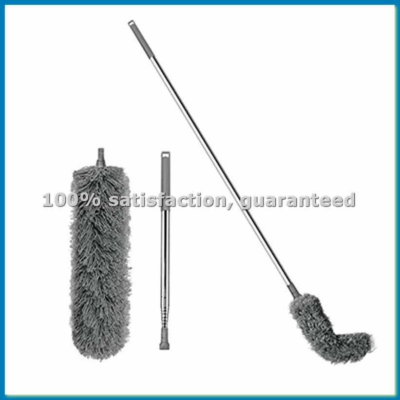 

Набор из 2 щеток для чистки водостоков с телескопической удлинительной штангой 2,5 м, инструмент для очистки кровли, легко удаляет листву, серый-AT35