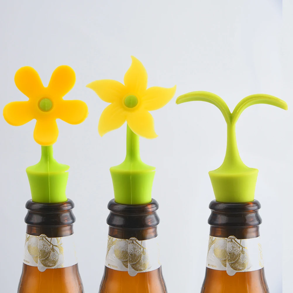 

6pcs Wine Stopper Silicone Cork Bottle Seals Decorative Flower Plugs Airtight Seal for Wine Whisky Safe
