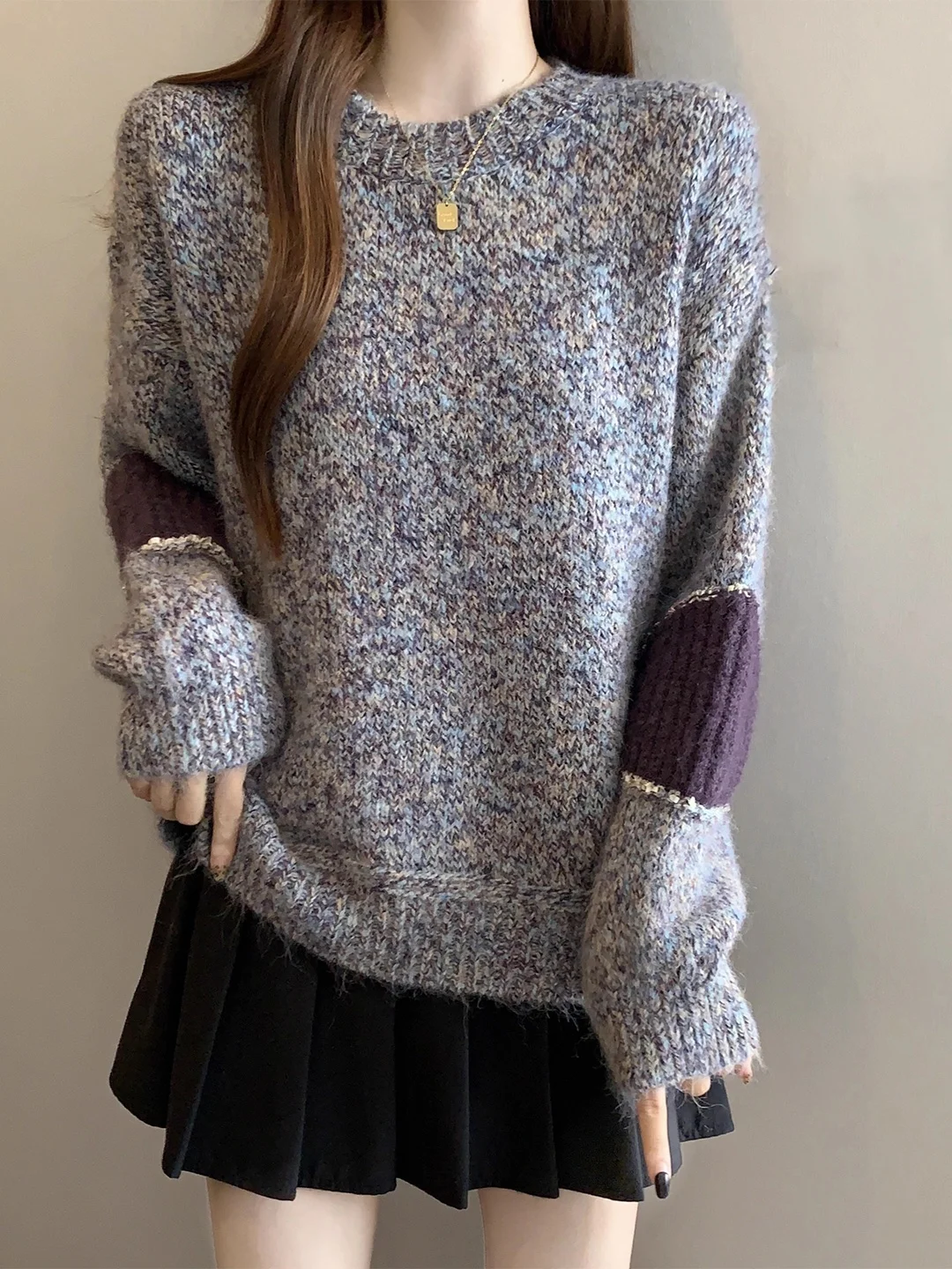 

Суперстильный вязаный свитер с эффектом тай-дай, длинный рукав, женский, больших размеров, осенне-зимний, повседневный, в корейском стиле, с обычным кроем плеча.