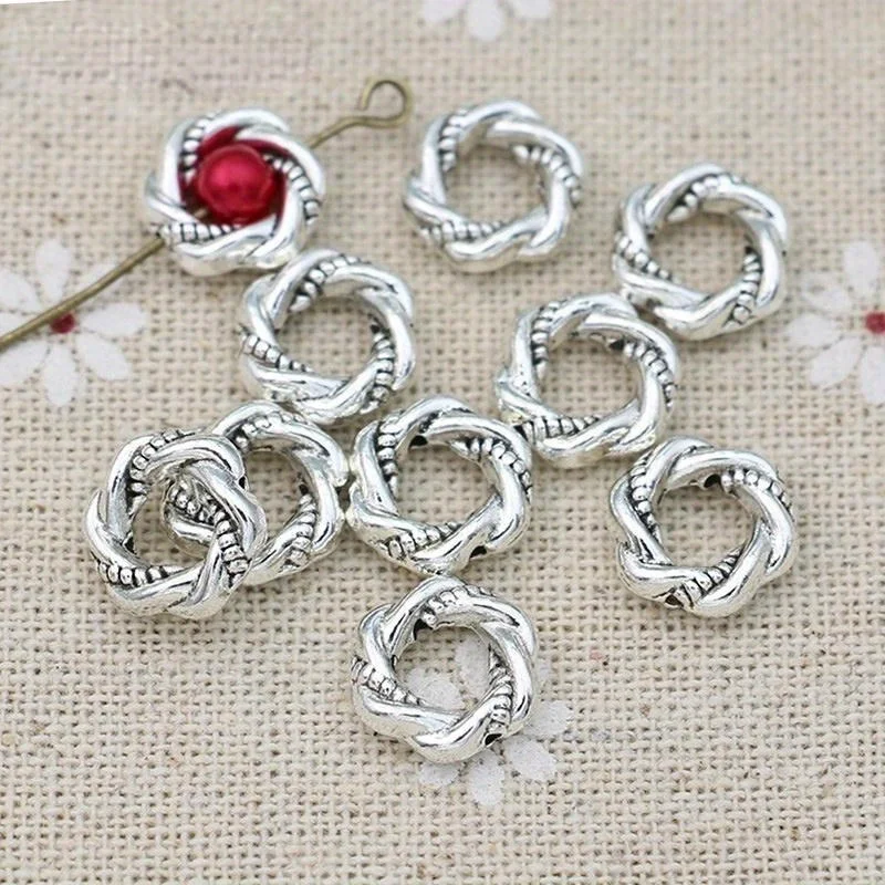 40PCS 10mm Antique Plated Round Bead Frame Pendants for Bracelet Jewelry Making DIY Accessories Craft