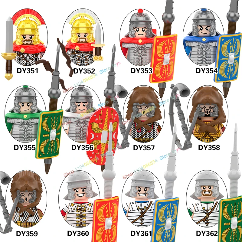 Medieval Time Knight Warrior Roman Soldier Infantry Helmet Figures MOC Building Blocks Accessories Toys For Kid Gift DY351-DY362