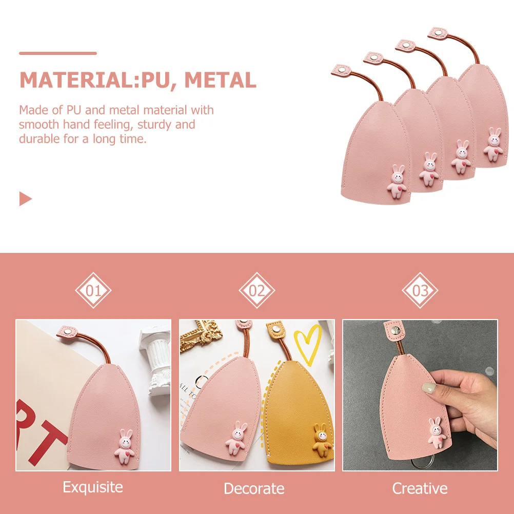 

4Pcs PU Key Case for Car Keys Lightweight Portable Protective Cover Bag Key Fob Holder Organizer for Women House Keys