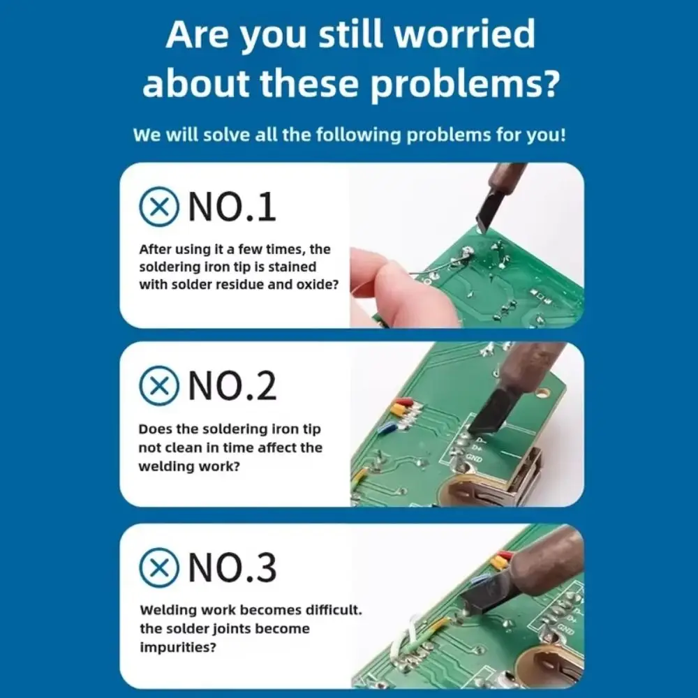 

Очиститель жала паяльника 3 в 1, высокие характеристики 360 ° Очиститель для очистки наконечников припоя, силиконовый мини-инструмент, очиститель сварочной головки