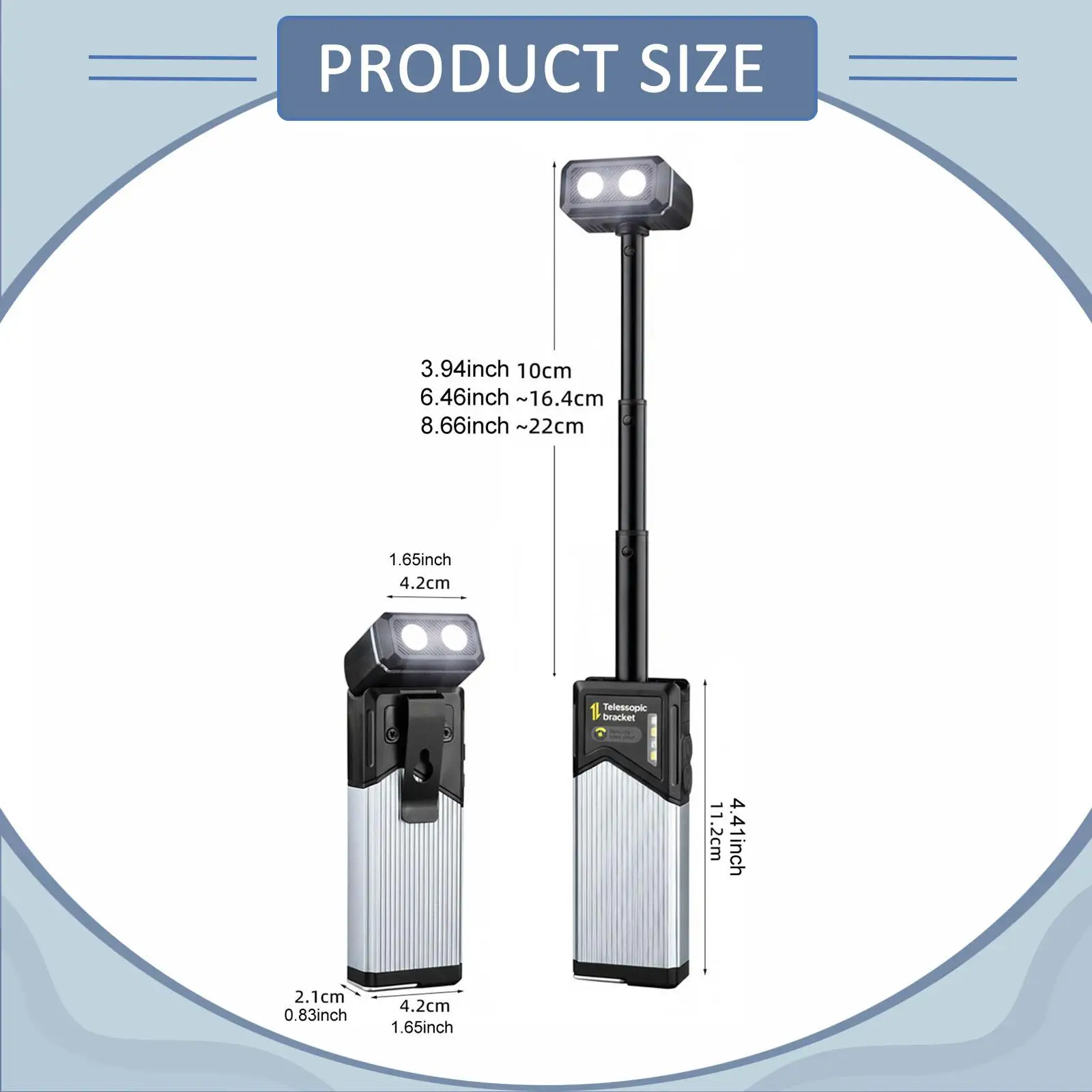 مصباح يدوي للتخييم تلسكوبي مع مشبك خفيف الوزن ومحمول وصغير ومتعدد الاستخدامات لحقيبة الظهر وصيد الأسماك #6