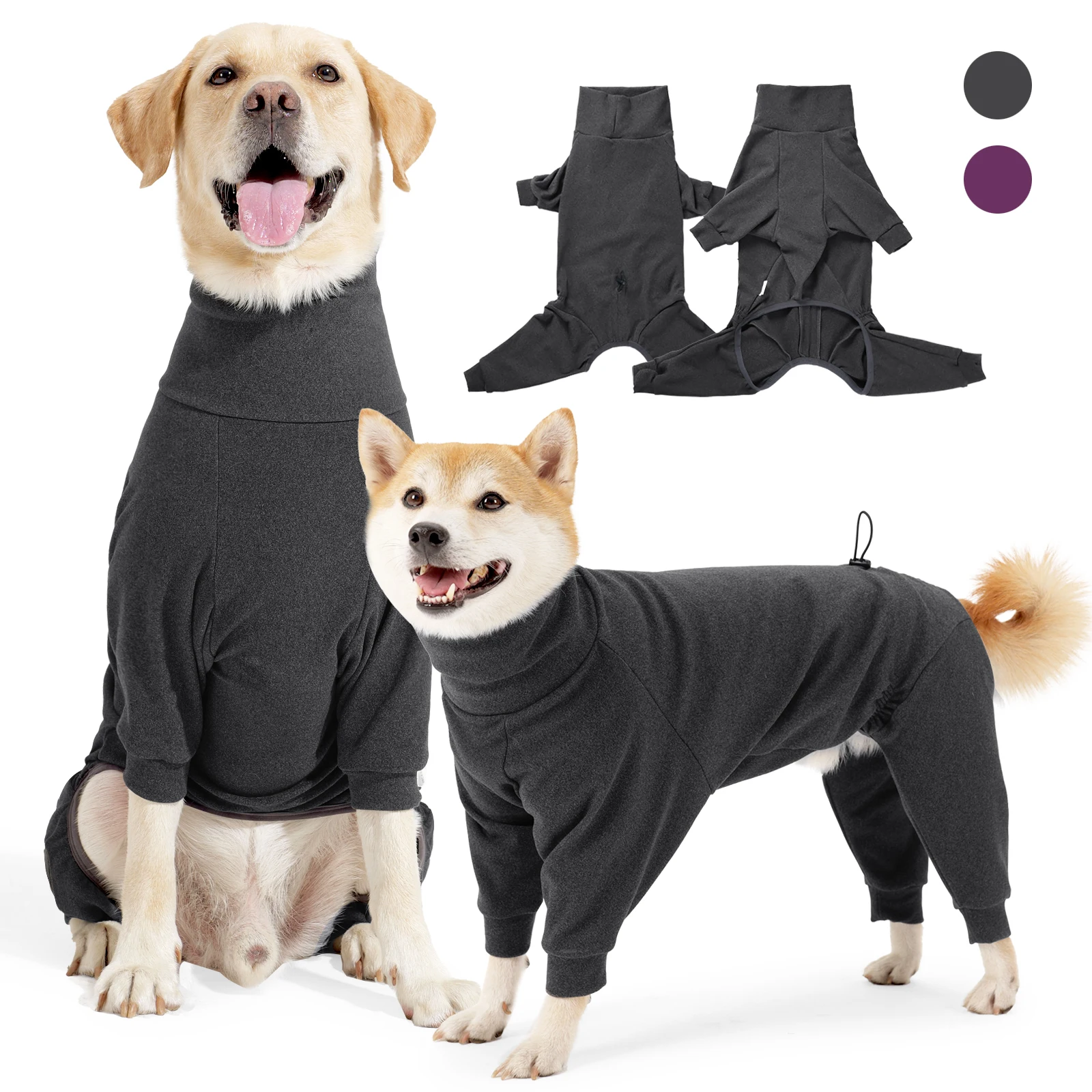 

Winter Dog Coats Jackets 4-Leg Turtleneck Thermal Coral Fleece Puppy Pajamas Dog Sweaters Warm Outfits Pet Coats Cat Clothes
