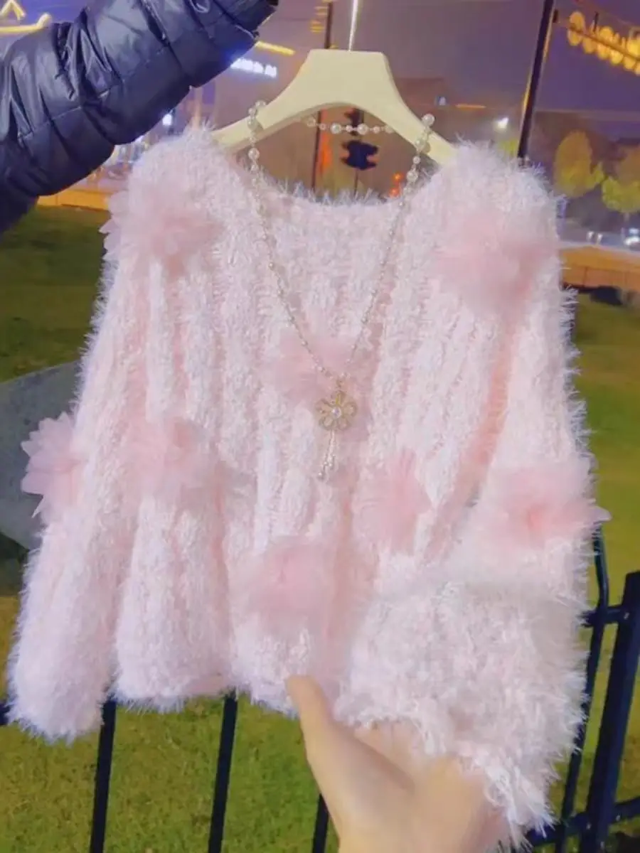 

Autumn Winter New Sle Heavy Embellied Knot Design Women's ort Knitted Sweater Inner Wear Soft Trendy Top