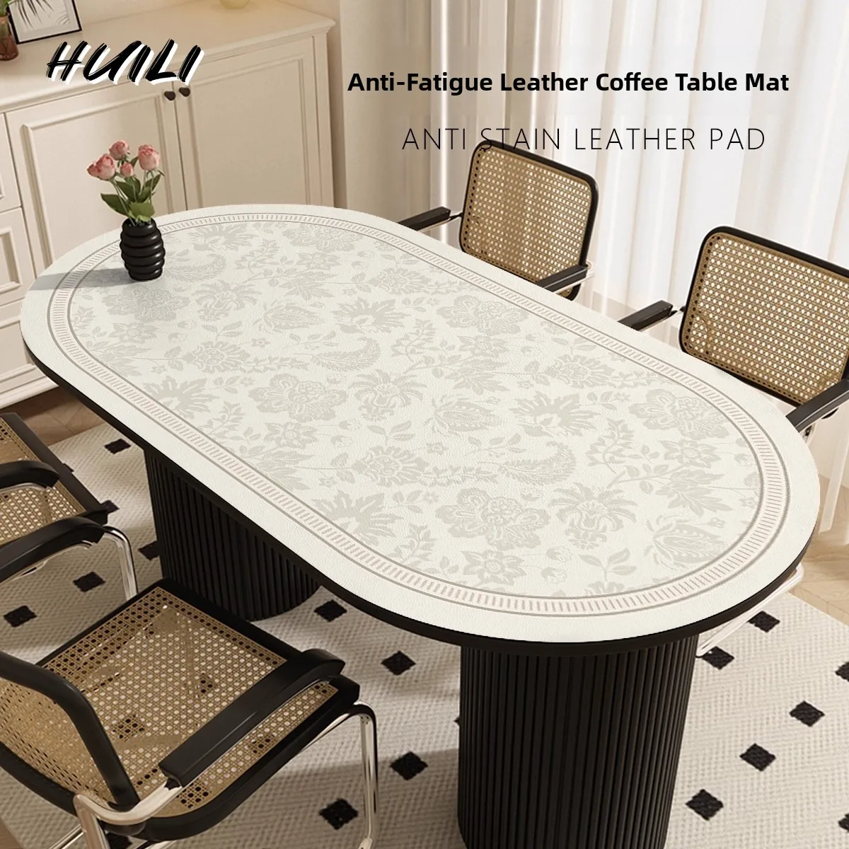 

Овальный кожаный коврик для стола Ele, полукруглая дуга, обеденная скатерть, водонепроницаемая маслостойкая скатерть No-wa для домашнего декора