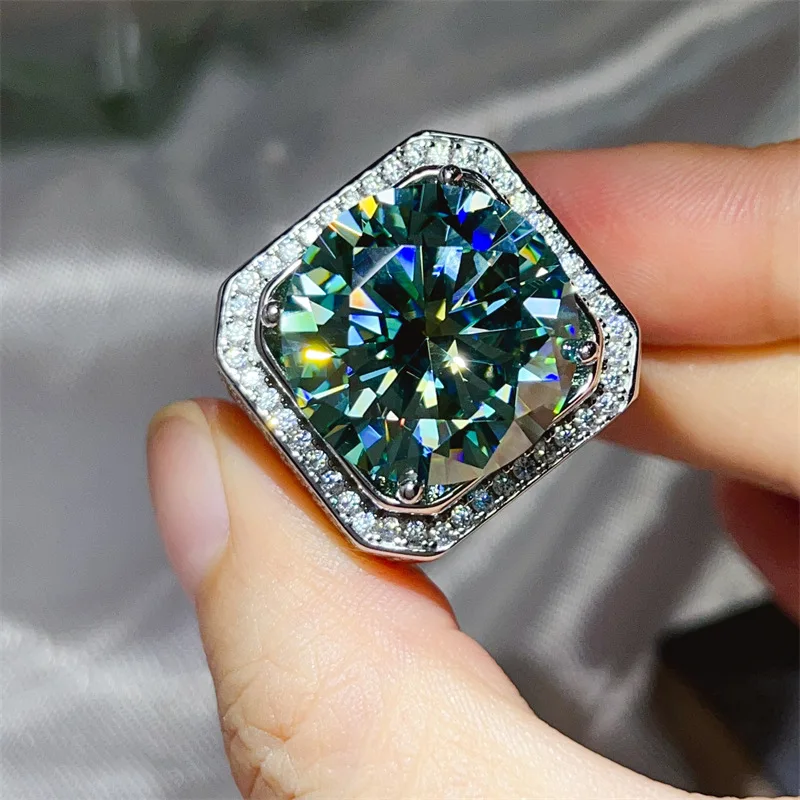 

Роскошное огромное настоящее кольцо с бриллиантом 20 карат D цвета с муассанитом, стерлинговое серебро 925 пробы, вечерние обручальные кольца для женщин, обручальные украшения