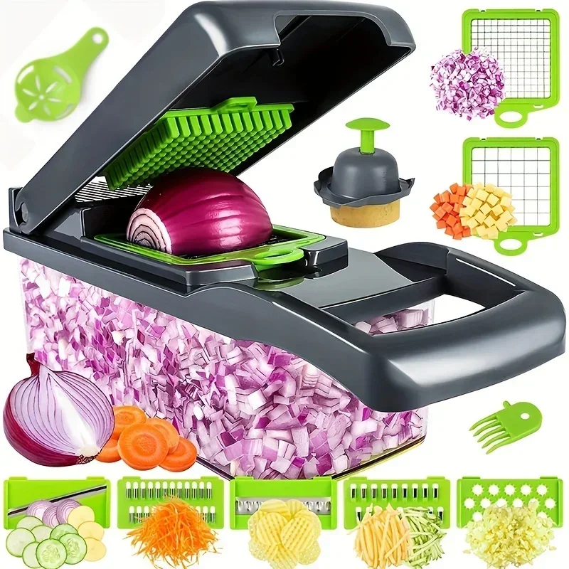 

16pcs/Set Vegetable Chopper Multifunctional Fruit Slicer Manual Food Grater Cutter With Container Mincer Chopper Kitchen Stuff