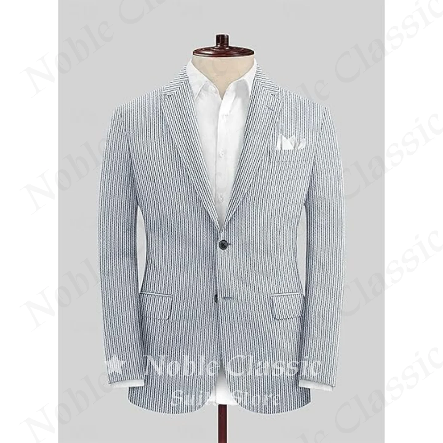 Traje Clásico de Seersucker a  - Slim Fit Blazer Men reseña y precio
