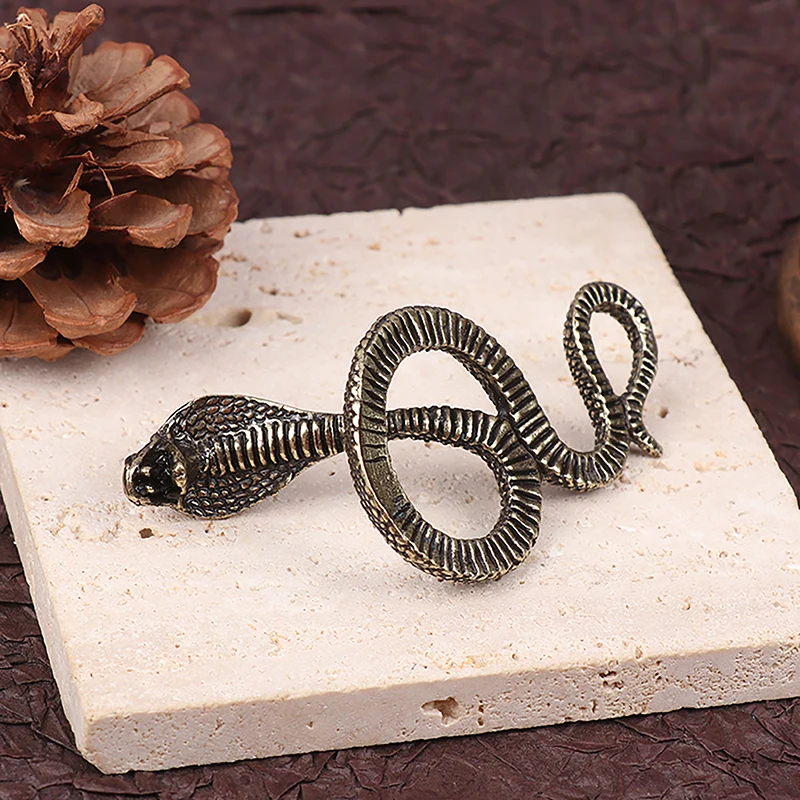 Antique Bronze Color Cobra Statue Miniature Figurines Zodiac Snake Animal Desk Decorations Ornaments Alloy Crafts