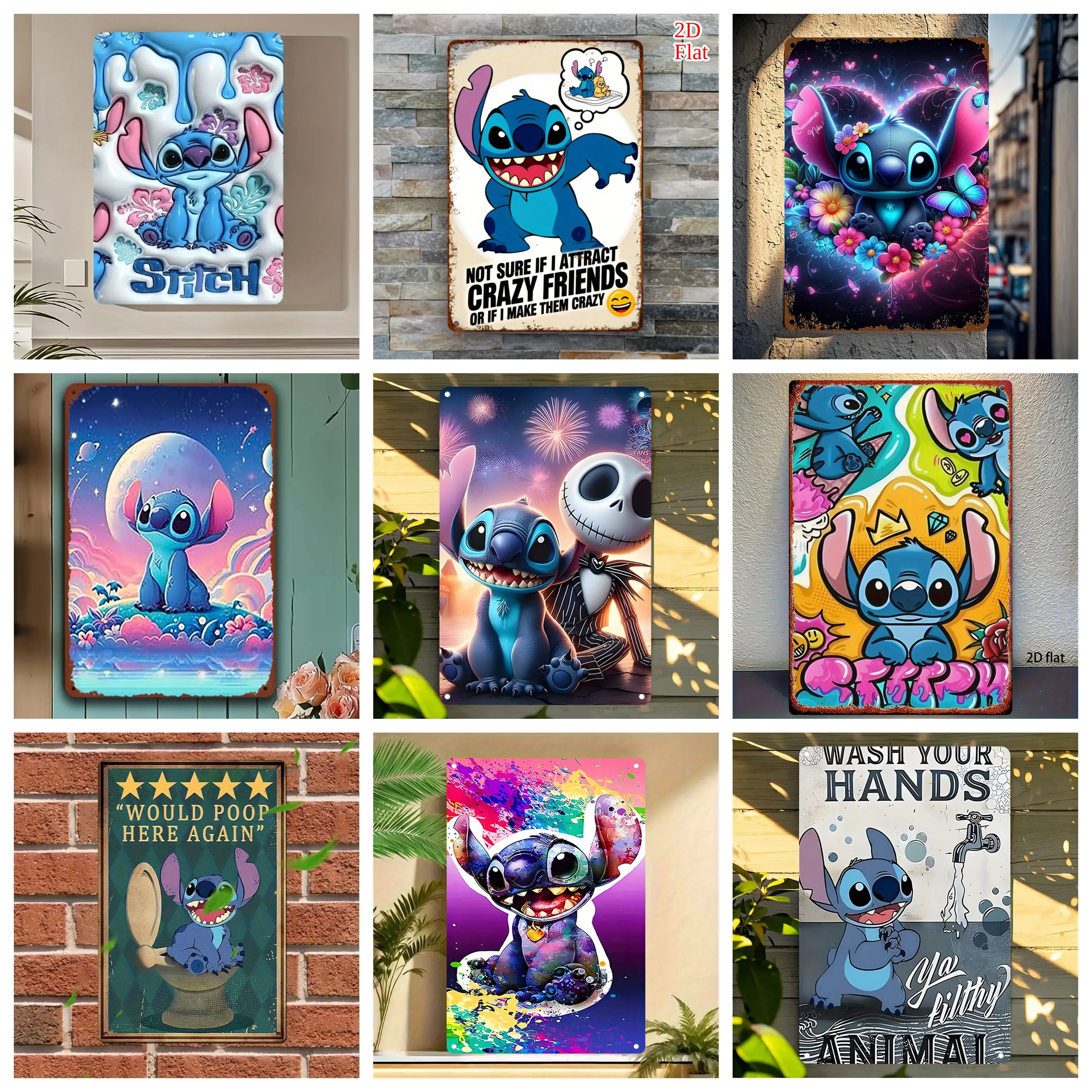 

Miniso Stitch Creative & Funny Metal Signs wall decor Tin Signs Captain Metal Poster Decor for Bar Pub Club Wall Decoration