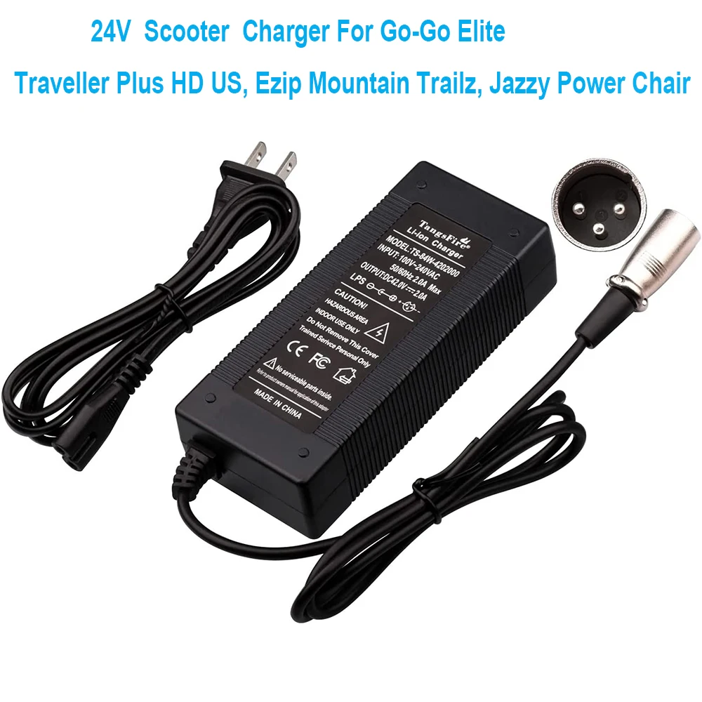 24V Electric Scooter Charger for eZip 400 450 500 750 E750 E400 E500 E650 900 4.0 4.5 E-4.5; eZip Trailz Electric Bike Bicycle