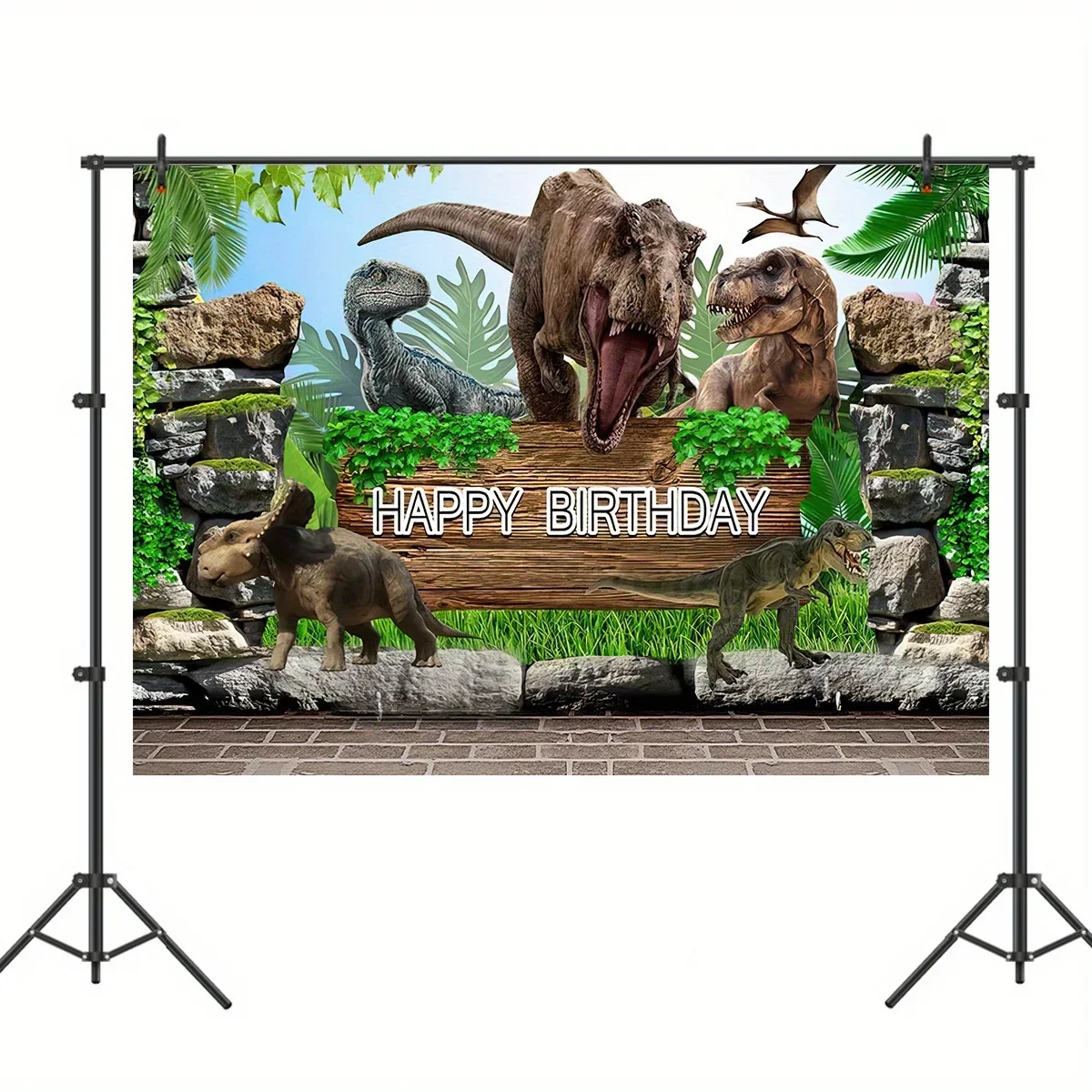 Dinosaur Birthday Backdrop， Tropical Jungle Birthday Party, Birthday Banner Decor Party Decor Supplies, Home Decor Supplies