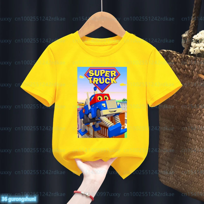 Funny Children'S Tshirt Cartoon Super Trunk Of Car City Graphic Print Boy T-Shirt Summer Fashion Young Children Clothes 1-10 Yea